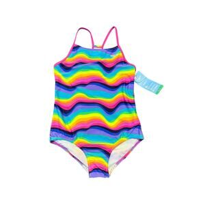 Speedo Eco Endurance Swimsuit Girls Sz 16 XL Raspberry Rose Rainbow